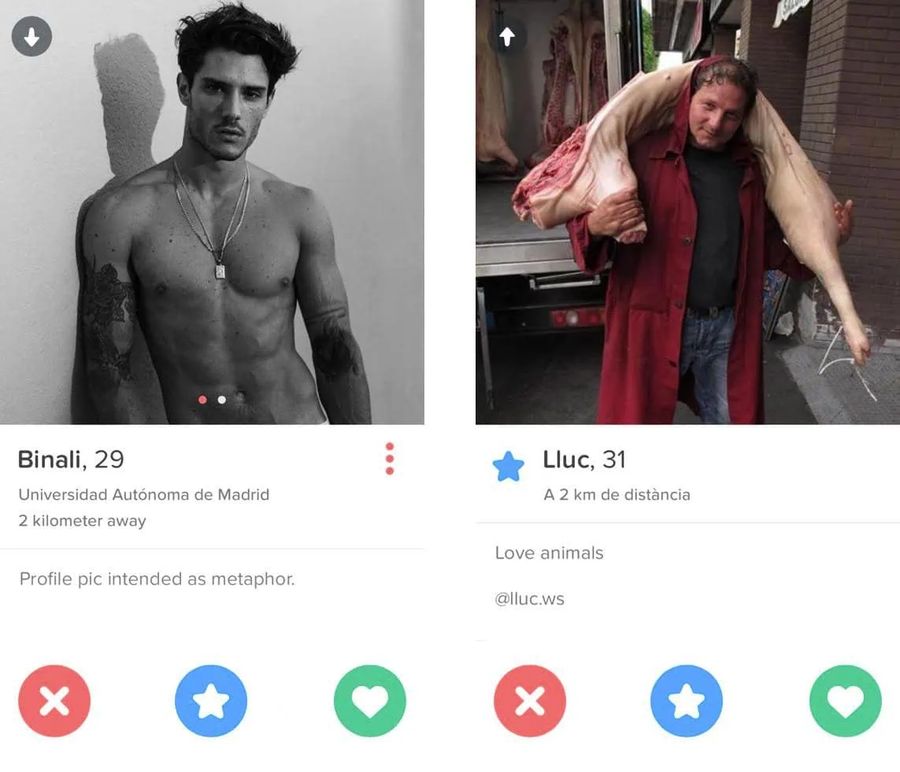 Dos perfiles reales de una app de citas.